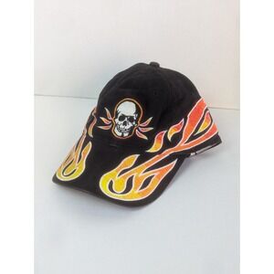 Universal Studios Flames Hat Skull Rare Black Adjustable Hat c51‎